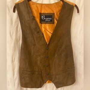 COPY - Size large vintage leather vest with snap button front.